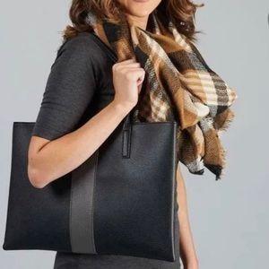 Vince Camuto Luck Tote & Dustbag NEW Black & Gray- Vegan Leather